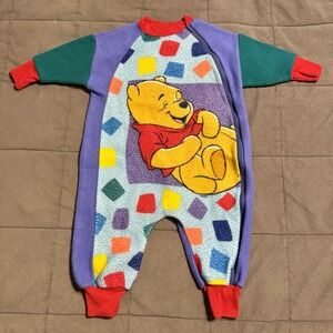 Vintage Winnie the Pooh Toddler Sz 2 Fleece One Piece Pajamas Read Desc.